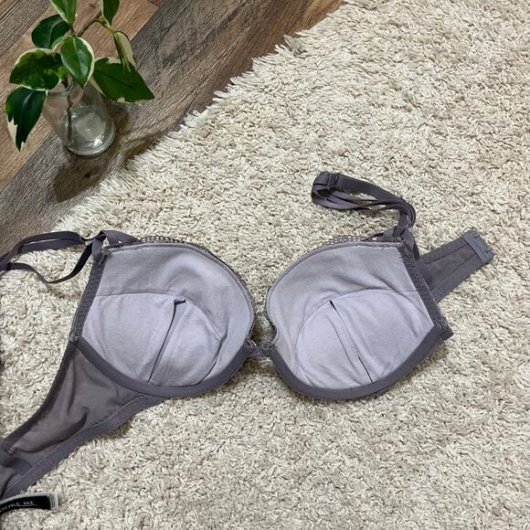 Adore Me 36C Romantic Elegant Purple Lace Underwire Push Up Plunge Abela Bra - Picture 6 of 8